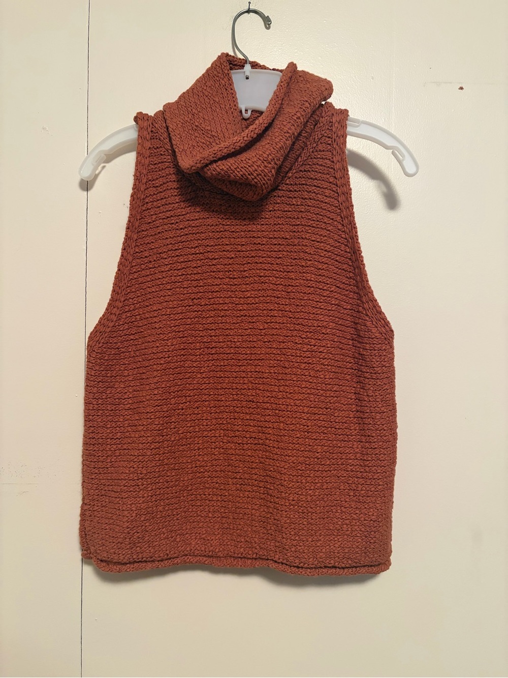 Together Rust-Colored Sleeveless Cowl Neck Sweater Vest
